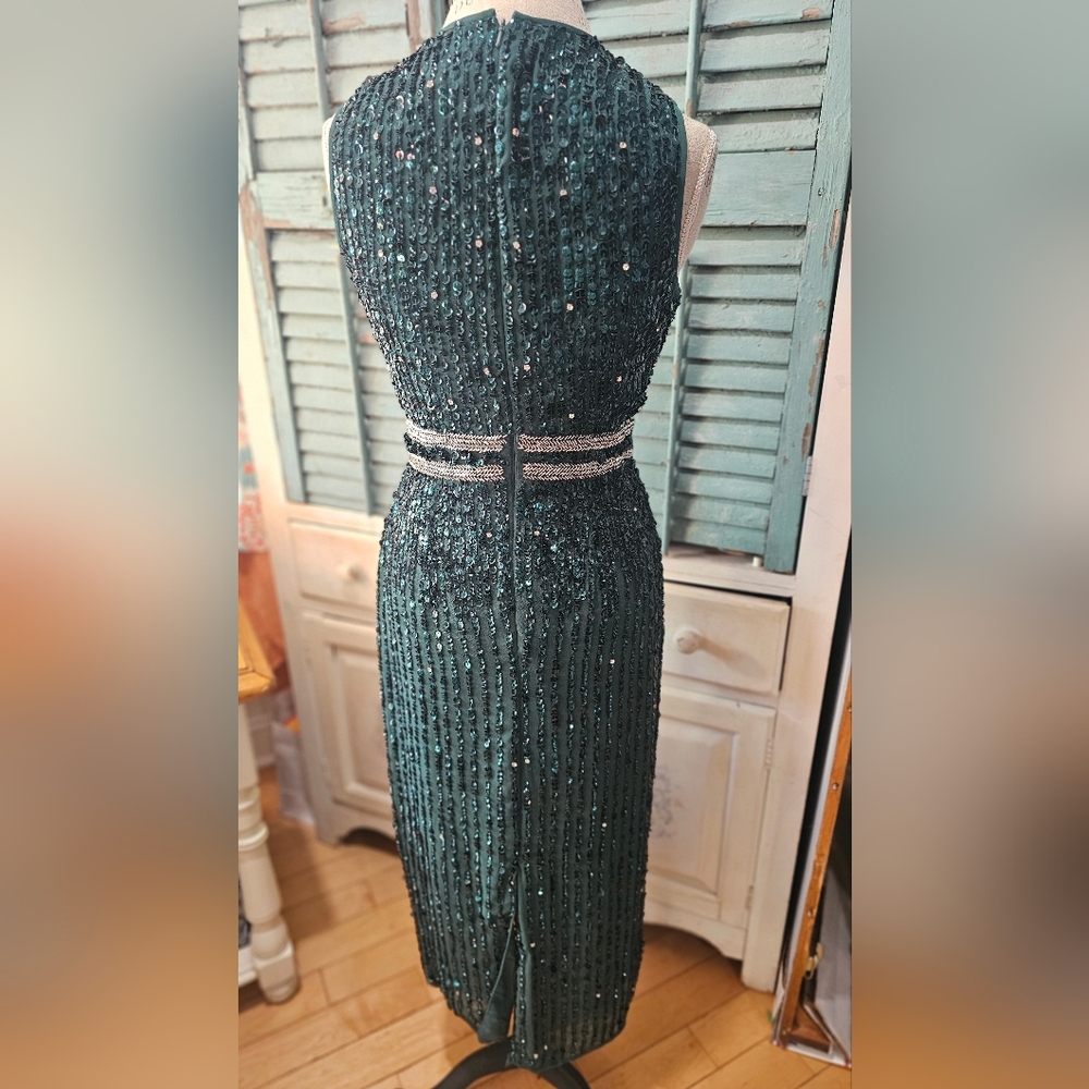 Mac Duggal  Green Sequin Dress - Picture 3 of 5